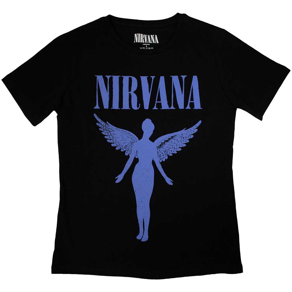 Nirvana Ladies T-Shirt: Angelic Blue Mono (X-Large)