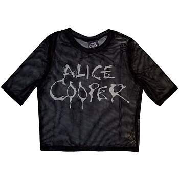 Alice Cooper Ladies Crop Top: Dripping Logo (Mesh) (XX-Small)