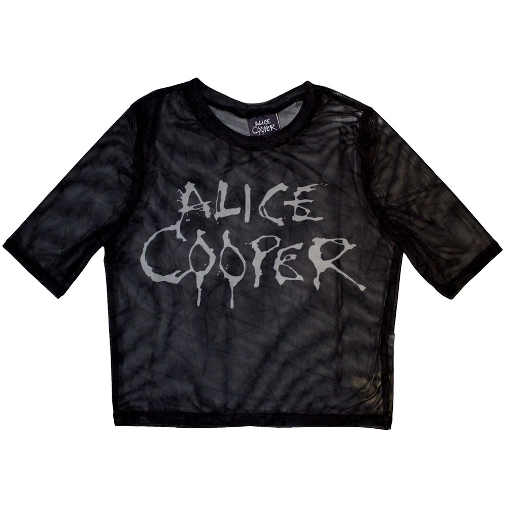 Alice Cooper Ladies Crop Top: Dripping Logo (Mesh) (Medium)
