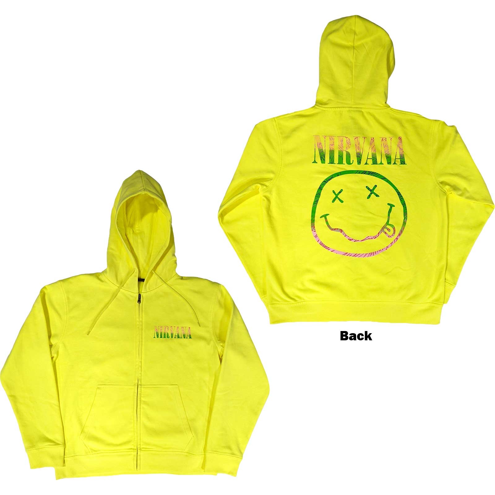 Nirvana hettegenser med glidelås: Sorbet Ray Smiley - størrelse S- XXL