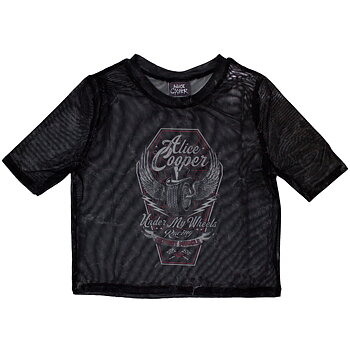 Alice Cooper Ladies Crop Top: Under My Wheels (Mesh) (Small)