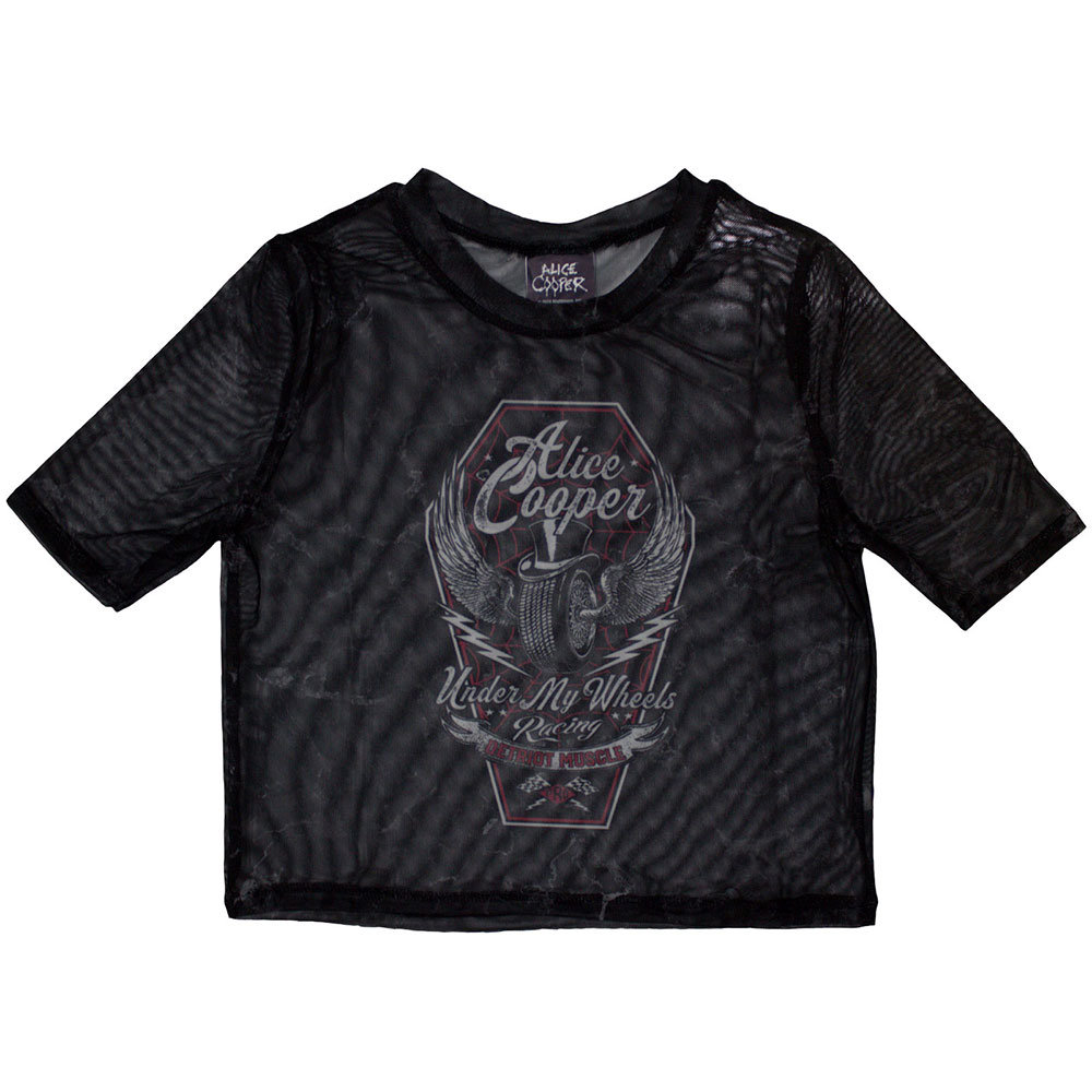 Alice Cooper Ladies Crop Top: Under My Wheels (Mesh) (X-Large)