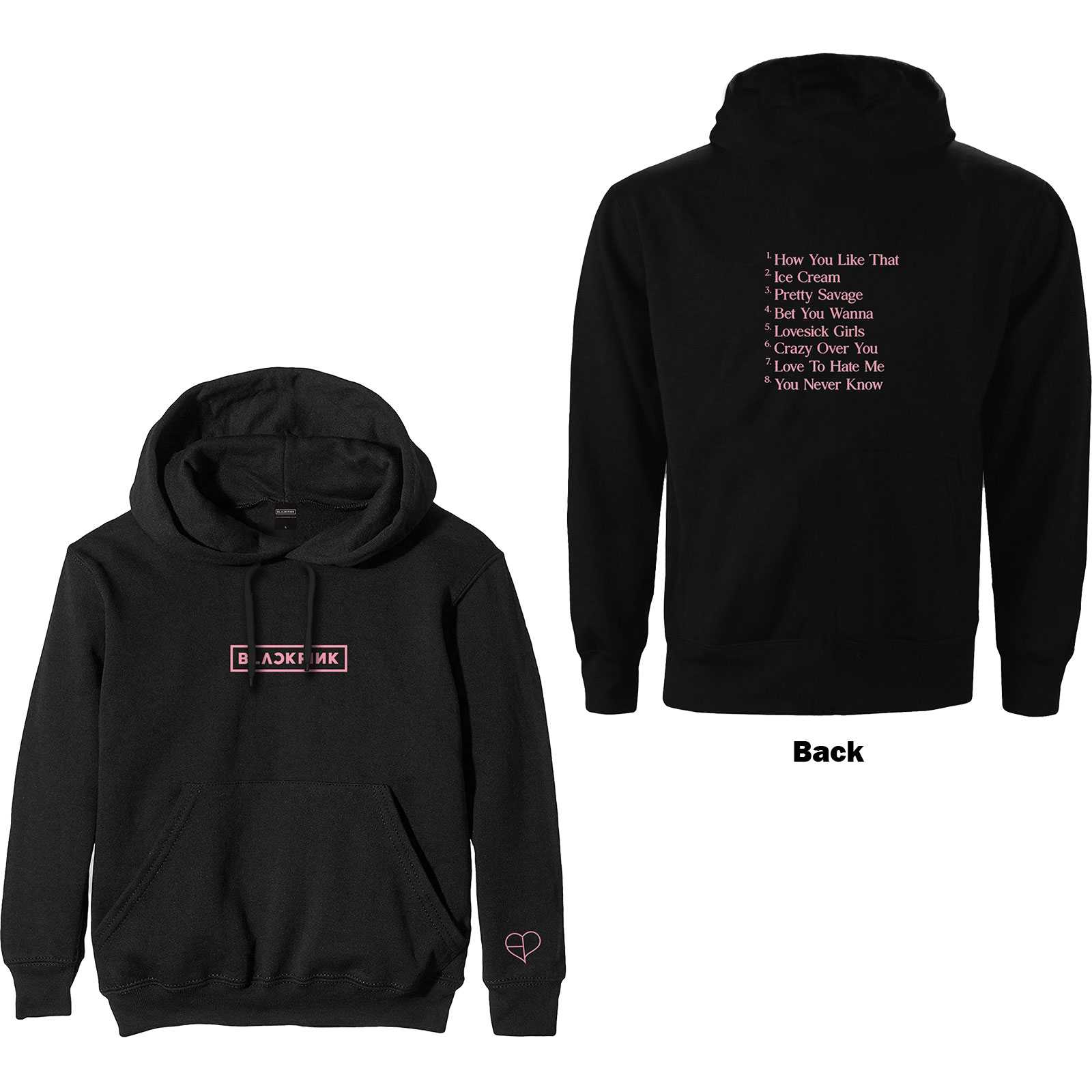 BlackPink Unisex Pullover Hoodie: The Album Tracklist (Back Print) (XX-Large)