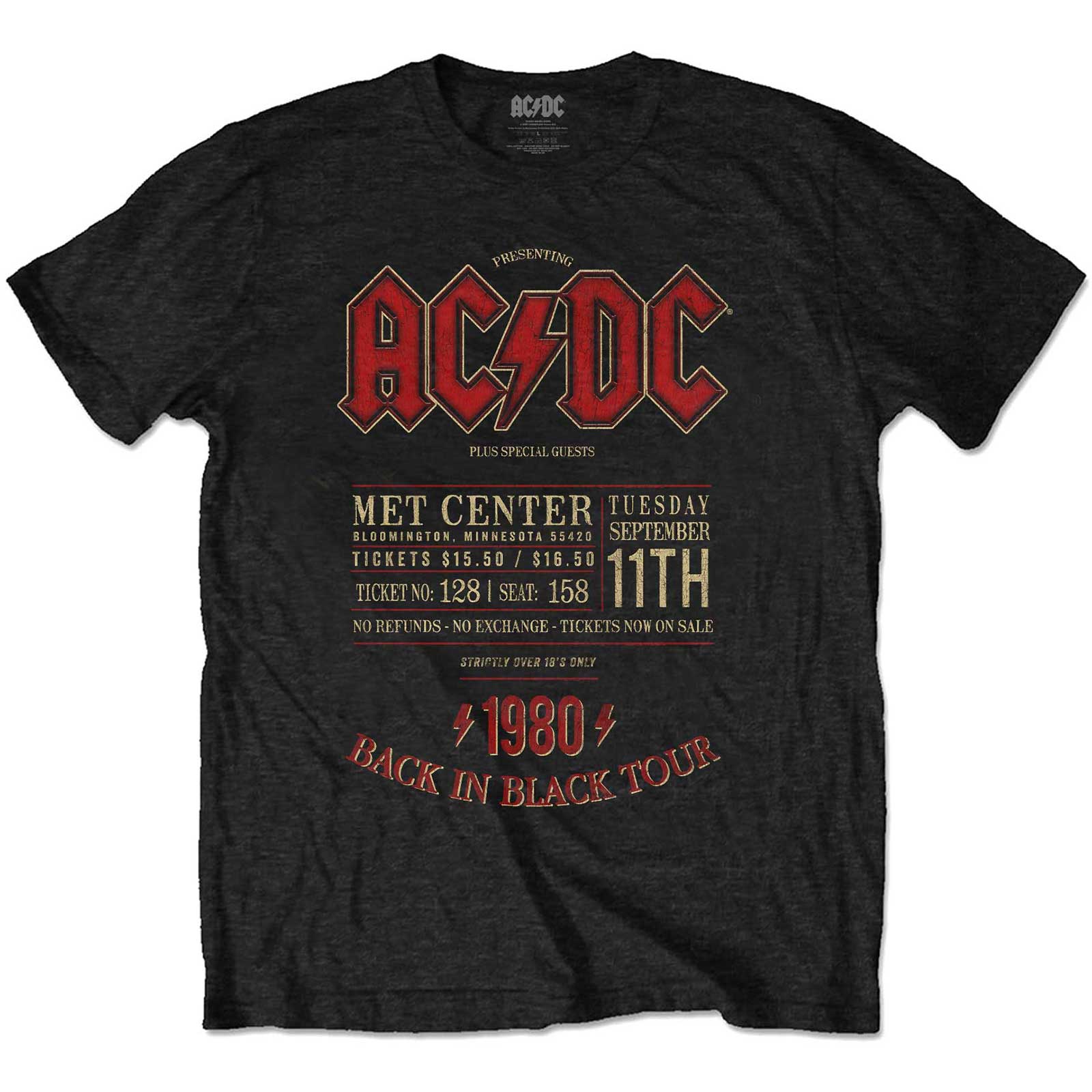 AC/DC Unisex T-Shirt: Minnesota '80 Large)
