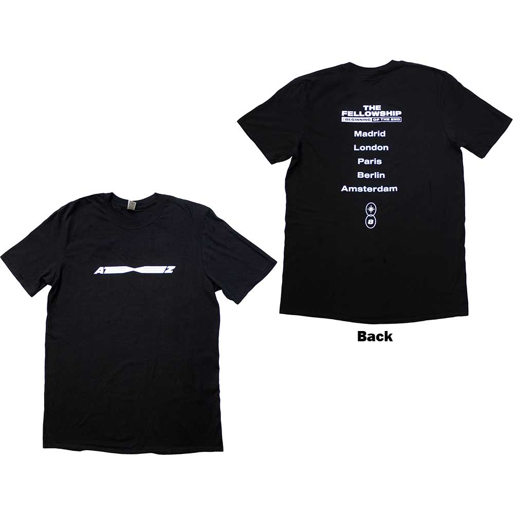 ATEEZ Unisex T-Shirt: Fellowship Tour Euro Logo (Back Print & Ex-Tour) (X-Large)