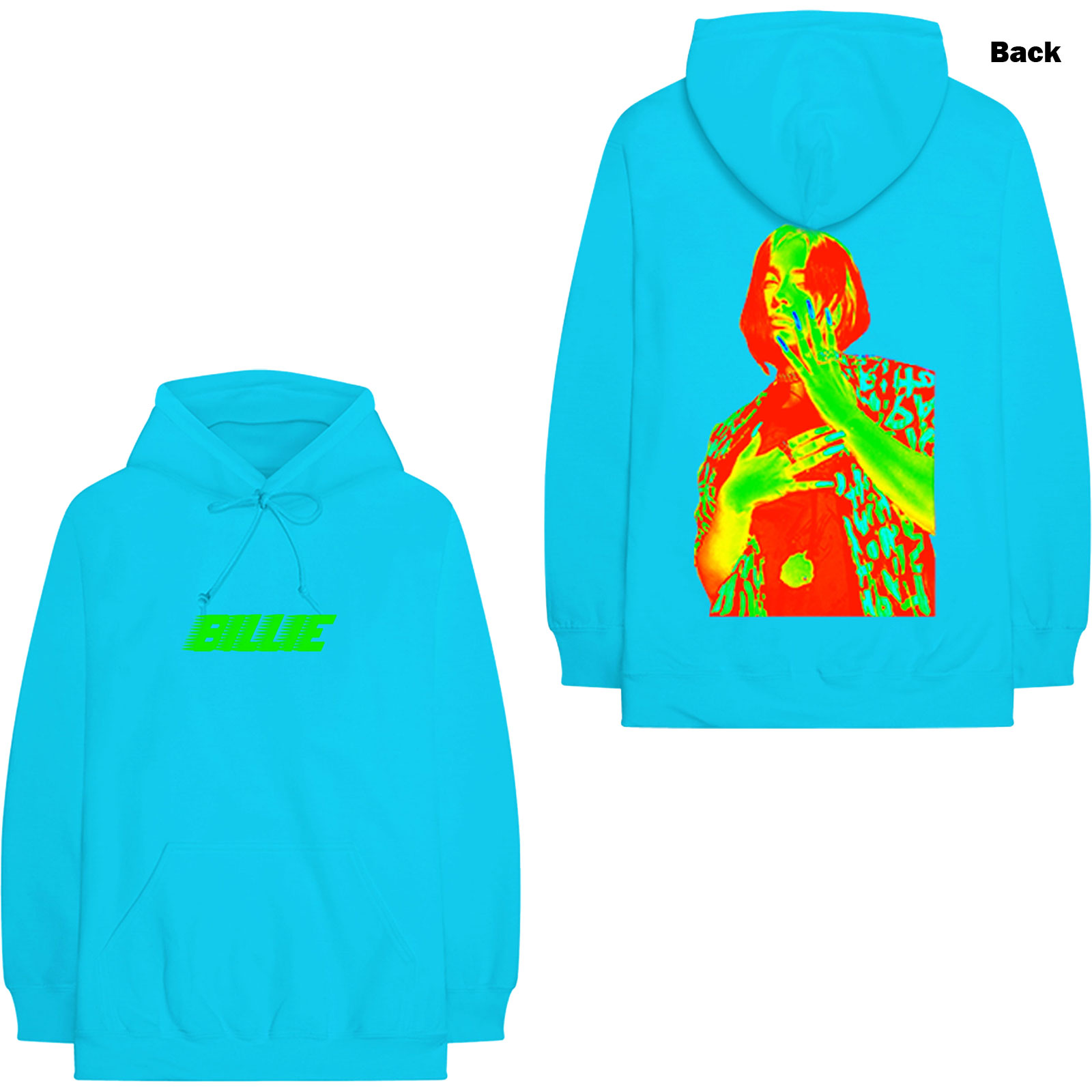 Billie Eilish Unisex Pullover Hoodie: Thermal Photo (Back Print) (Medium) - 2