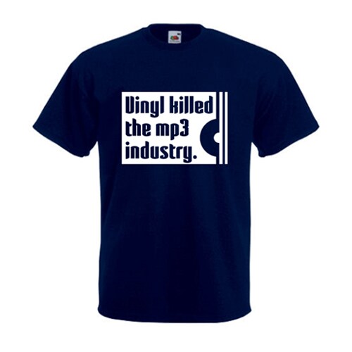 Tshirt: Vinyl Killed The Mp3 Industry (marinblå) (XXL)
