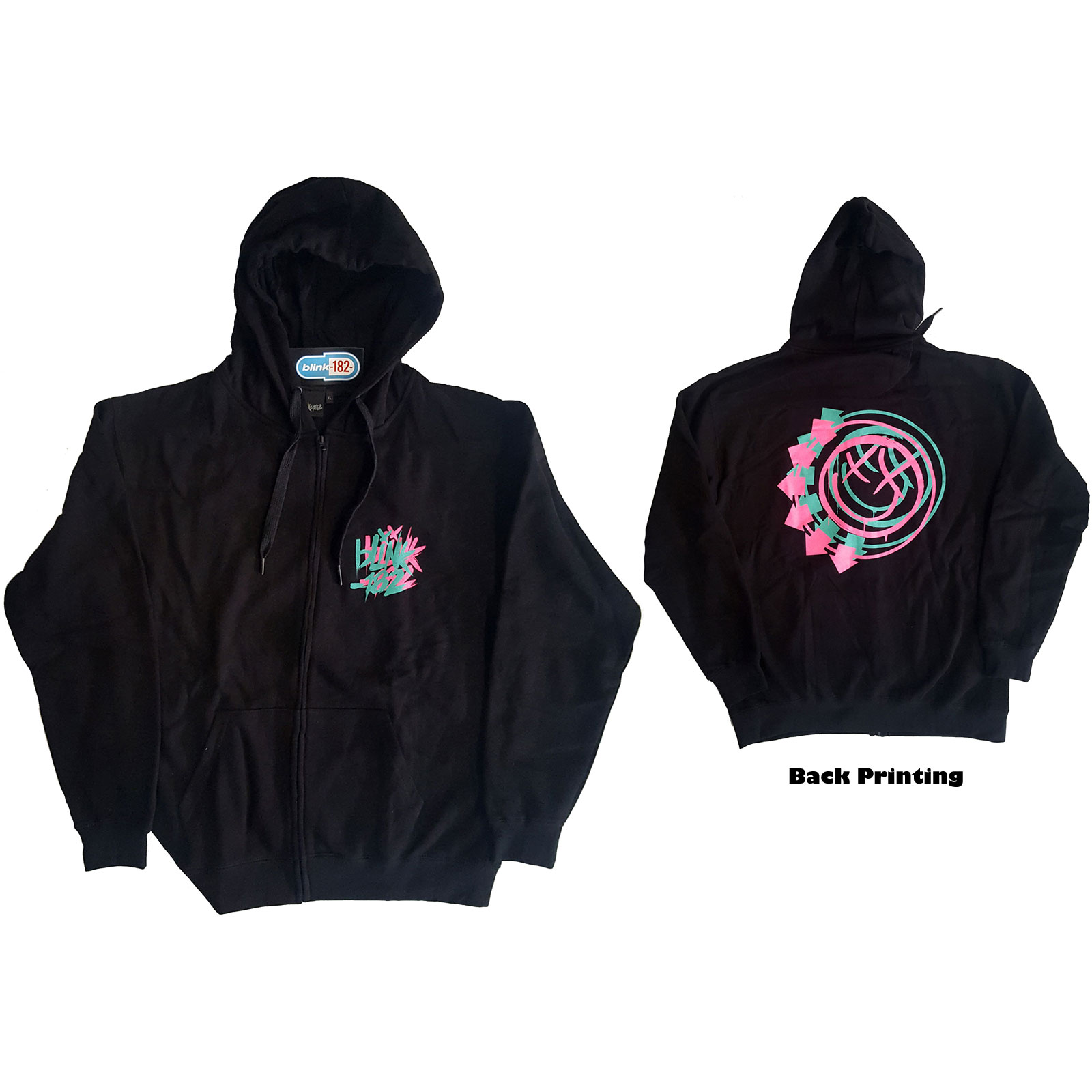 Blink-182 Unisex Zipped Hoodie: Double Six Arrow Smile (Back Print) (X-Large) - 2