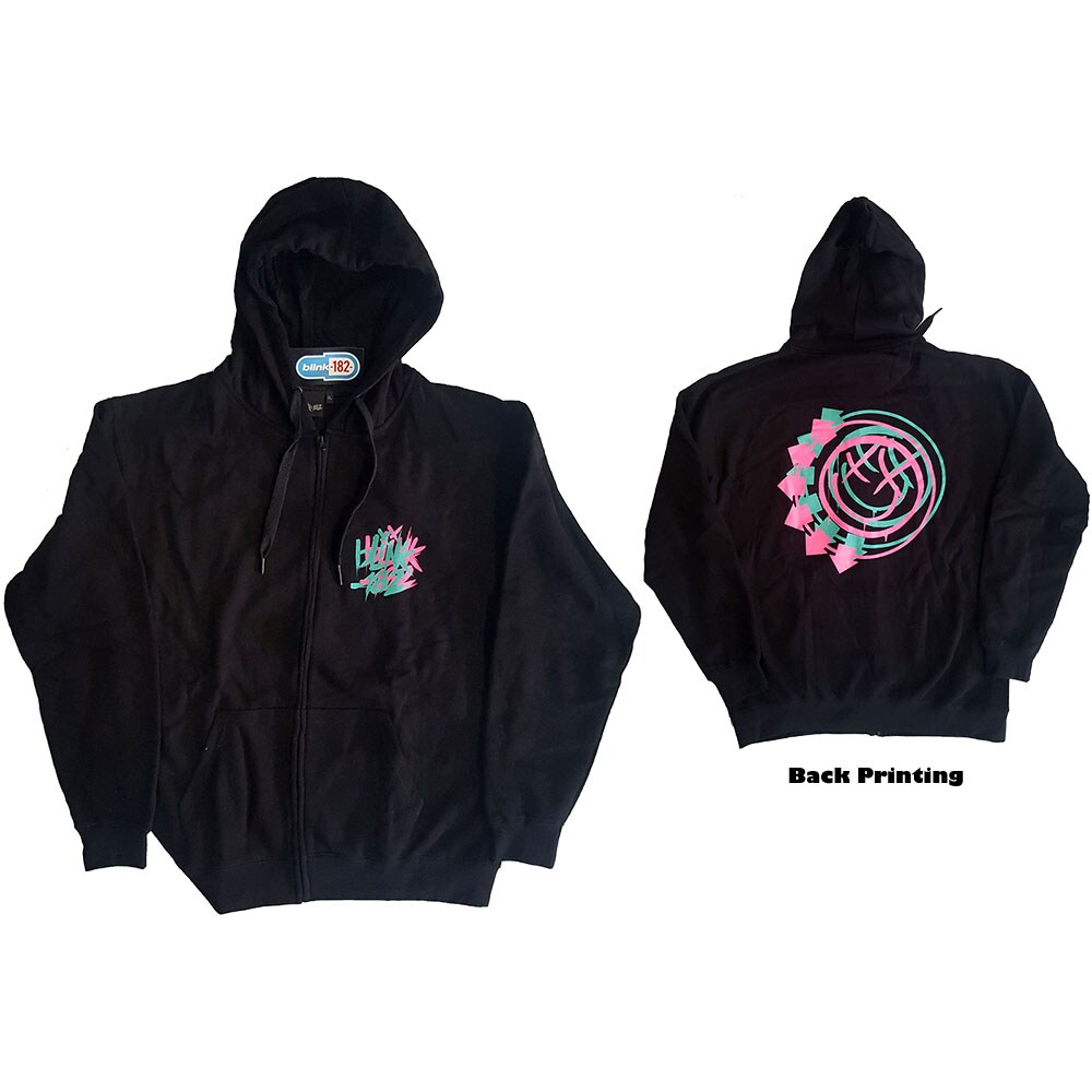 Blink-182 Unisex Zipped Hoodie: Double Six Arrow Smile (Back Print) (XX-Large)