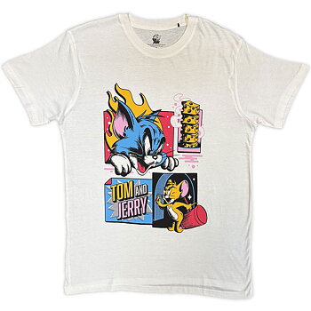 Tom & Jerry Unisex T-Shirt: Pop Art (White) (Large)