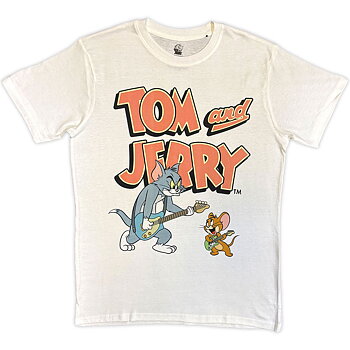 Tom & Jerry Unisex T-Shirt: Playing Guitar (White) (Medium)