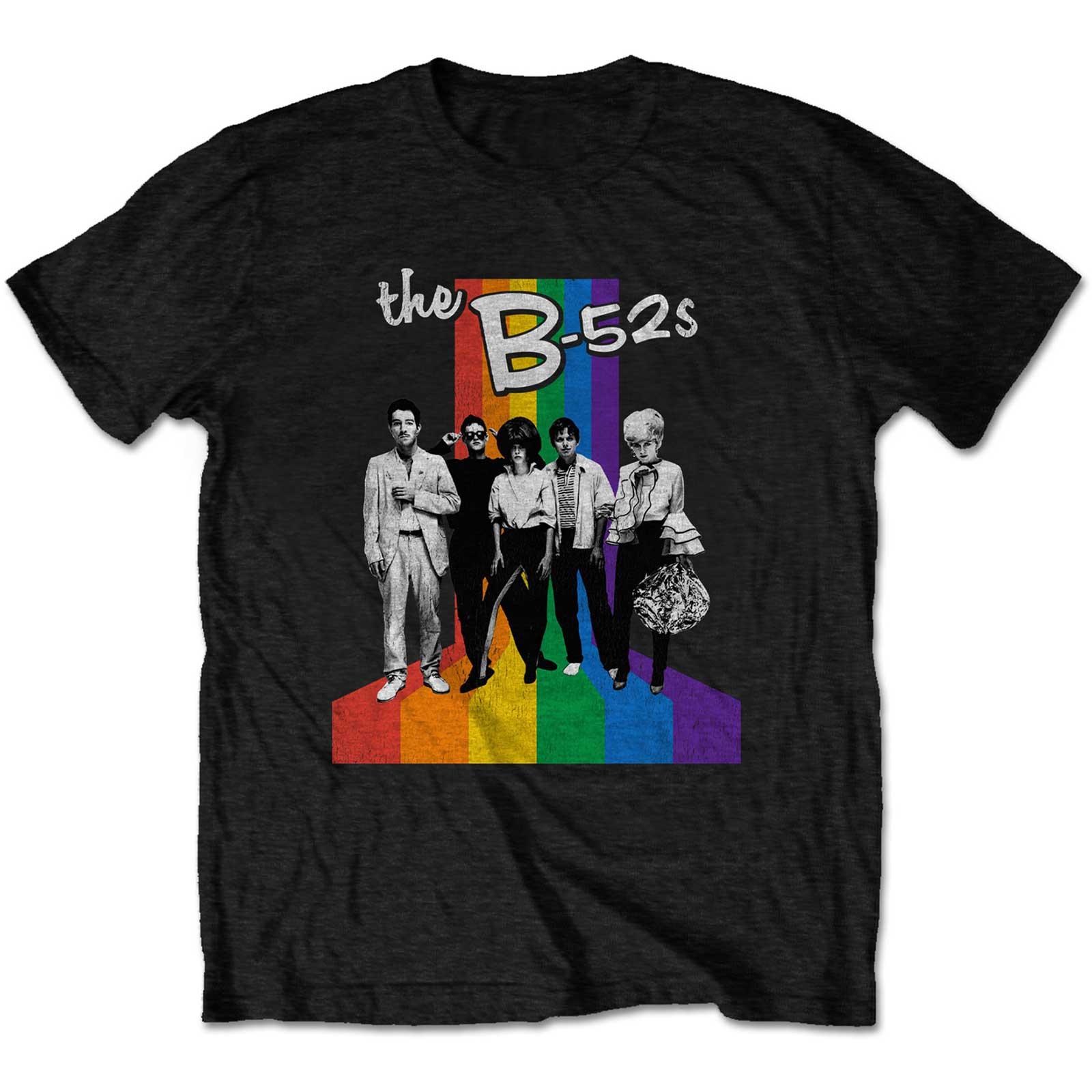 B52s Unisex T-Shirt: Rainbow Stripes (Medium)