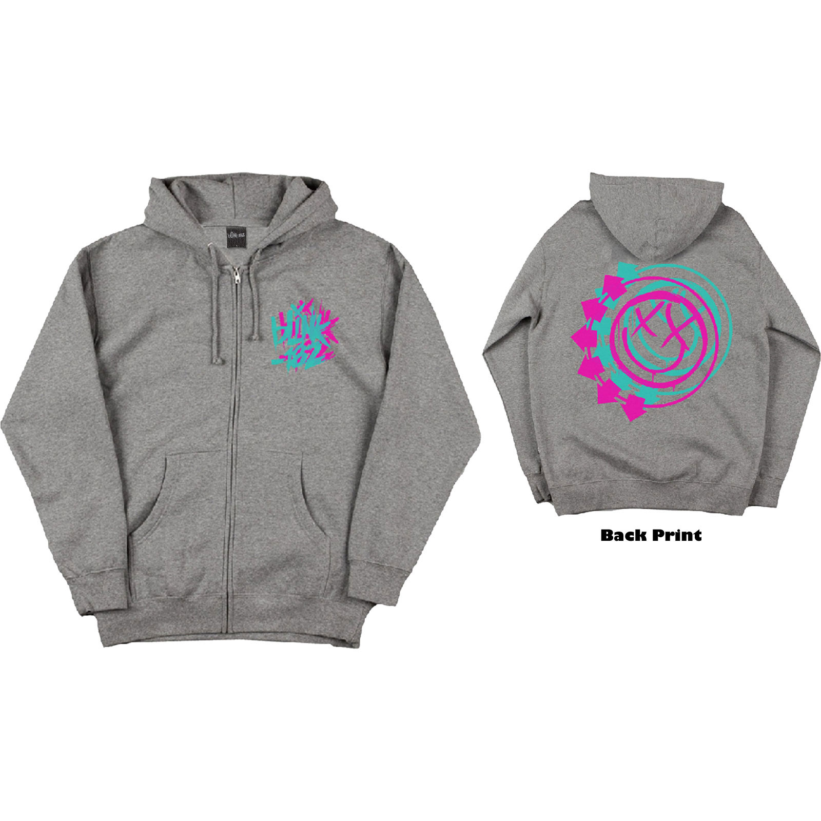 Blink-182 Unisex Zipped Hoodie: Double Six Arrow Smile (Back Print) (XXX-Large) - 2