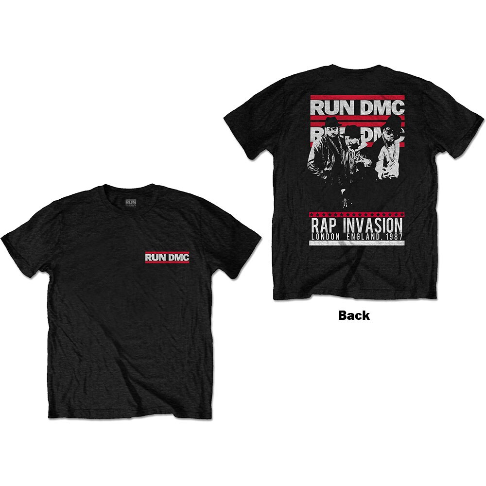 Run DMC Unisex T-Shirt: Rap Invasion (Back Print) (Medium)