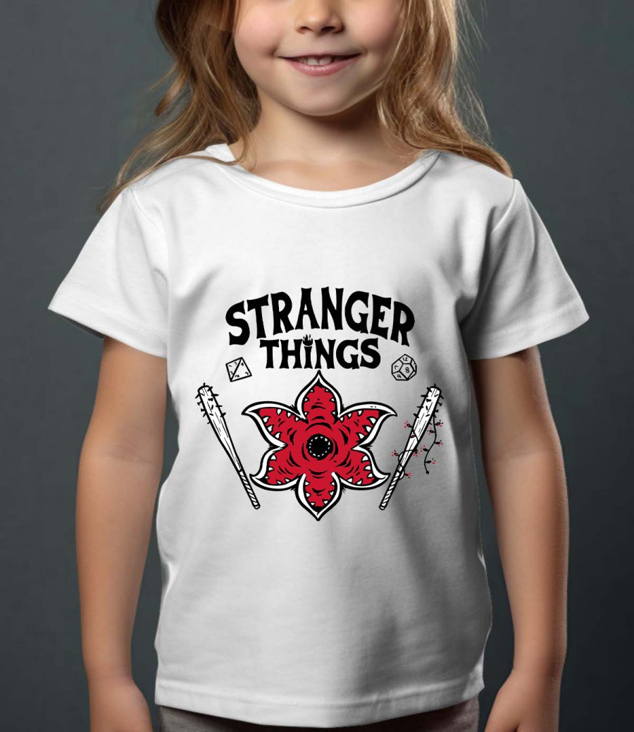 Stranger Things Netflix barn t-shirt: "Bad Stranger" - vit - storlek 9-10 år