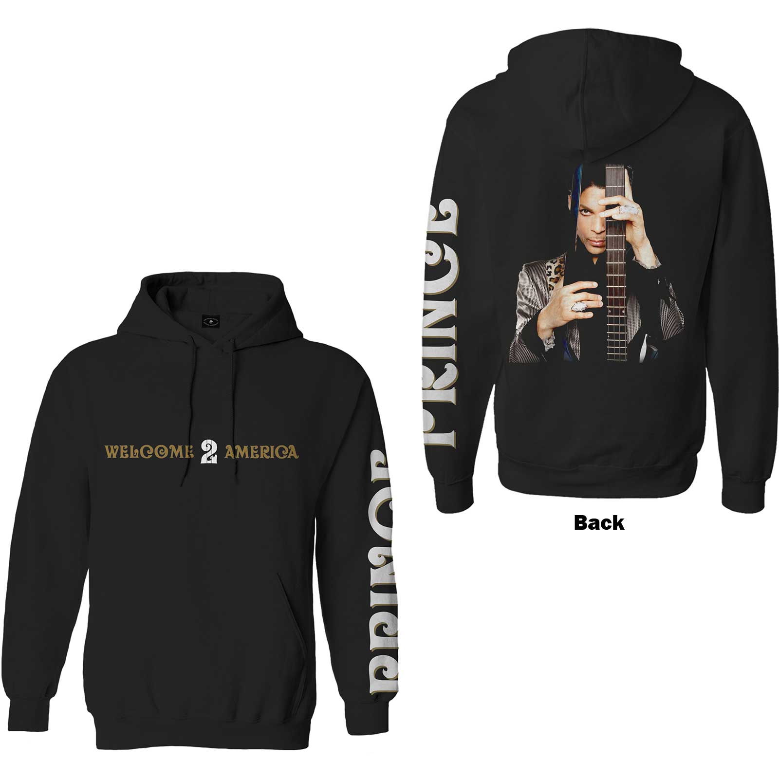 Prince Unisex Pullover Hoodie: Welcome 2 America (Back & Sleeve Print) (Small)