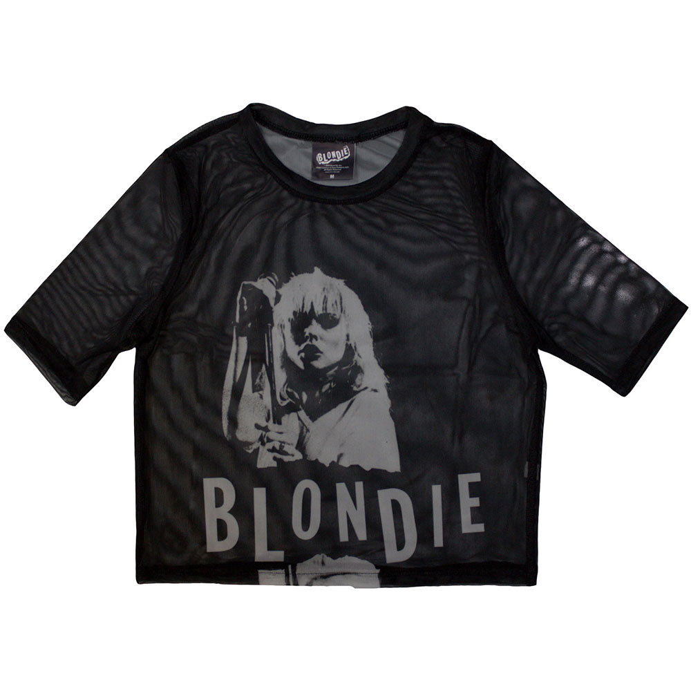 Blondie Ladies Crop Top: Mic Stand (Mesh) (XX-Small)
