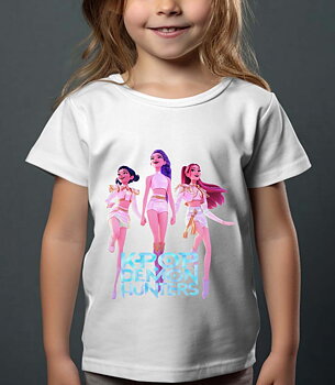 Huntrix Kpop Demon Hunters Børn T-shirt - Dancing - Hvid - 100% Bomuld - Unisex