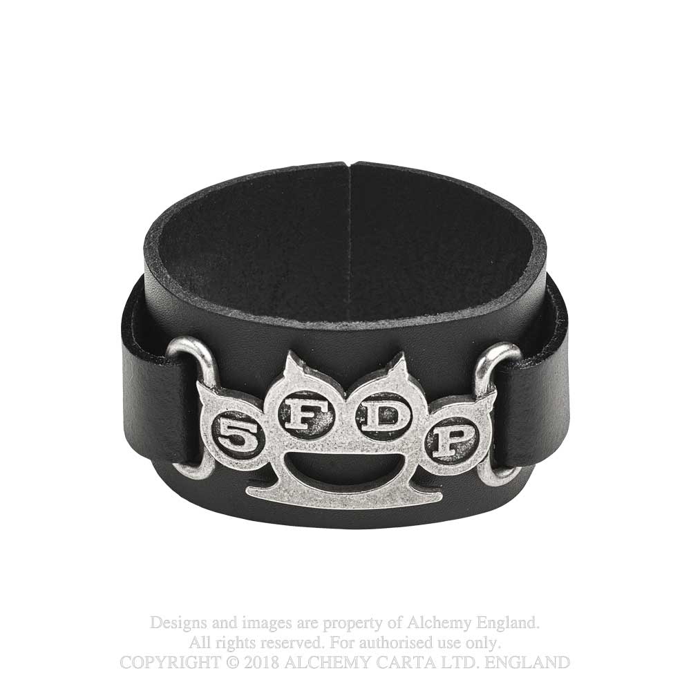 Five Finger Death Punch Leather Wrist Strap: Knuckle Duster