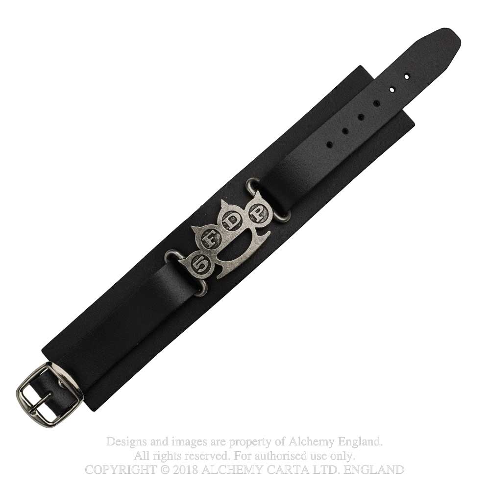 Five Finger Death Punch Leather Wrist Strap: Knuckle Duster - 3