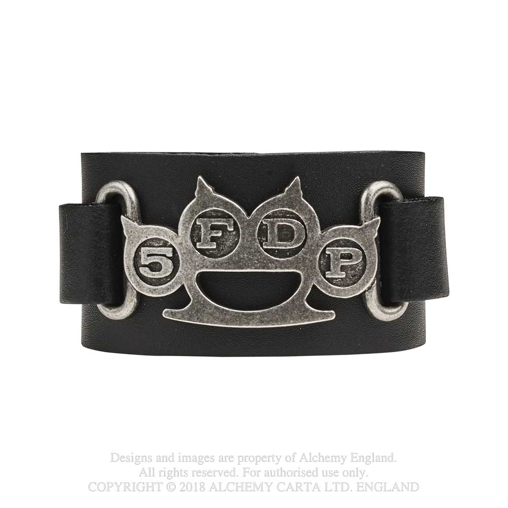 Five Finger Death Punch Leather Wrist Strap: Knuckle Duster - 4