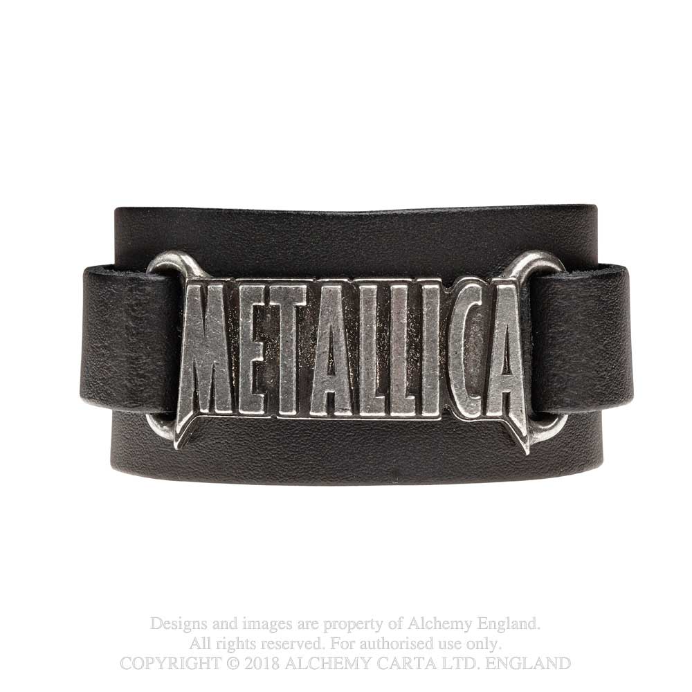 Bracelet: Metallica Logo Leather Wriststrap - 4