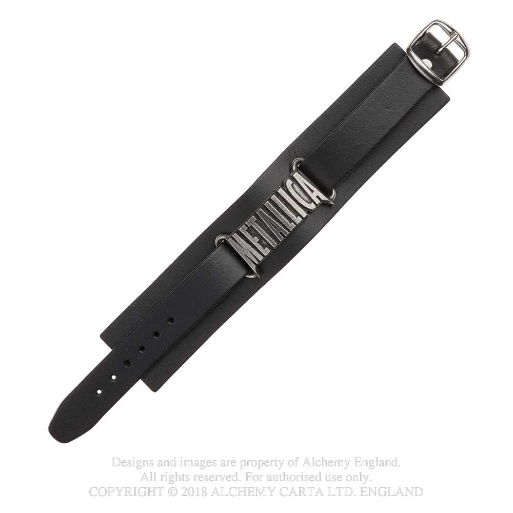 Bracelet: Metallica Logo Leather Wriststrap - 3