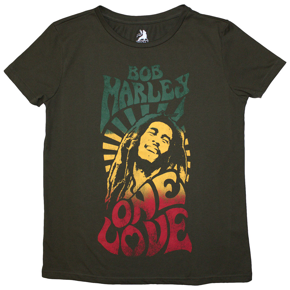 Bob Marley Unisex Stone Wash T-Shirt: One Love Gradient (Small)