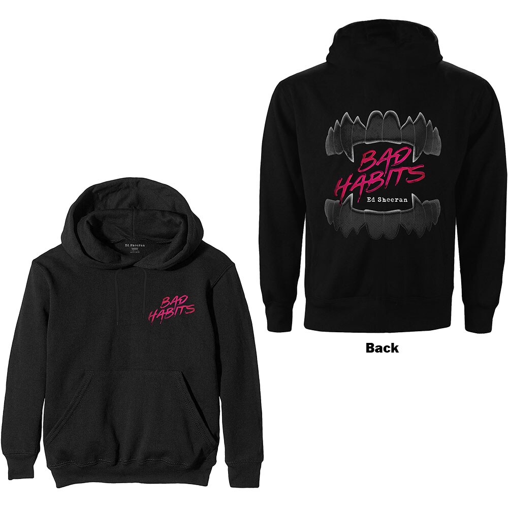 Ed Sheeran Unisex Pullover Hoodie: Bad Habits (Back Print) (Large)