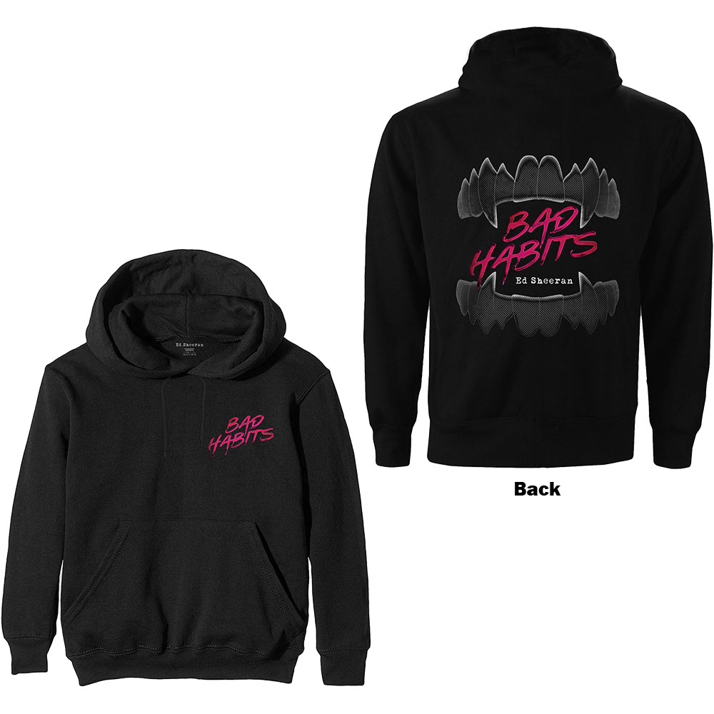 Ed Sheeran Unisex Pullover Hoodie: Bad Habits (Back Print) (X-Large)