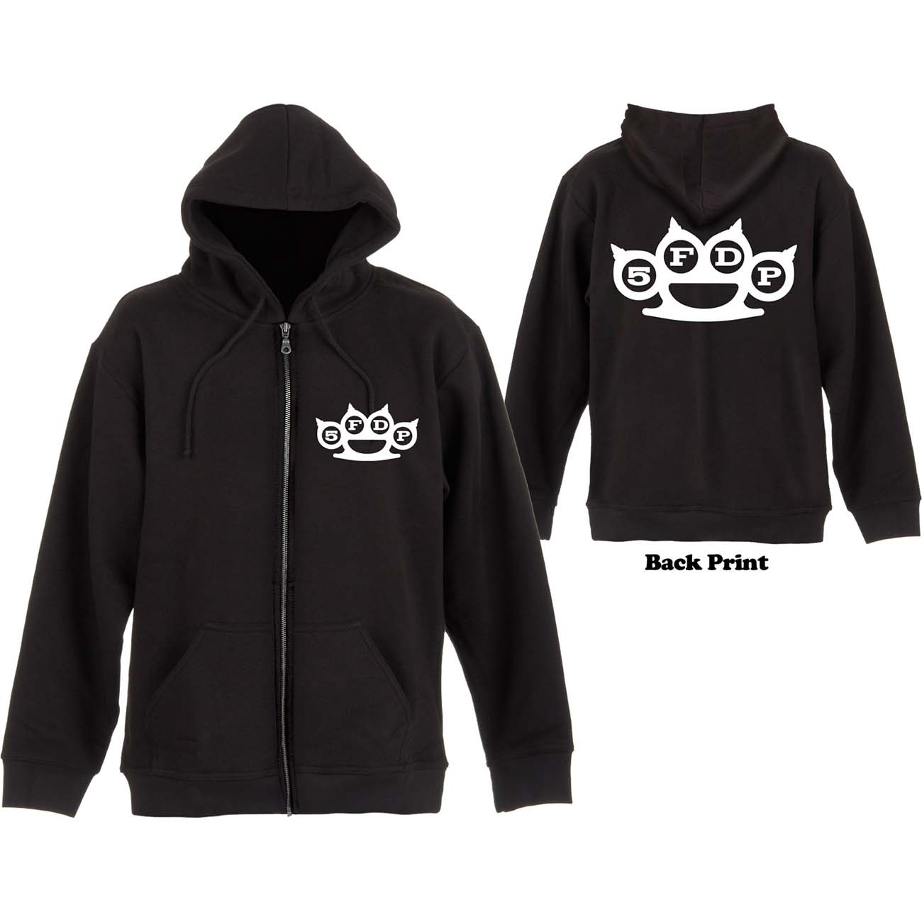 Five Finger Death Punch Unisex Zipped Hoodie: Knuckles (Back Print) (XX-Large) - 2
