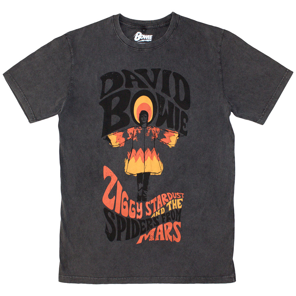 David Bowie Unisex Stone Wash T-Shirt: Ziggy Stardust (Medium)