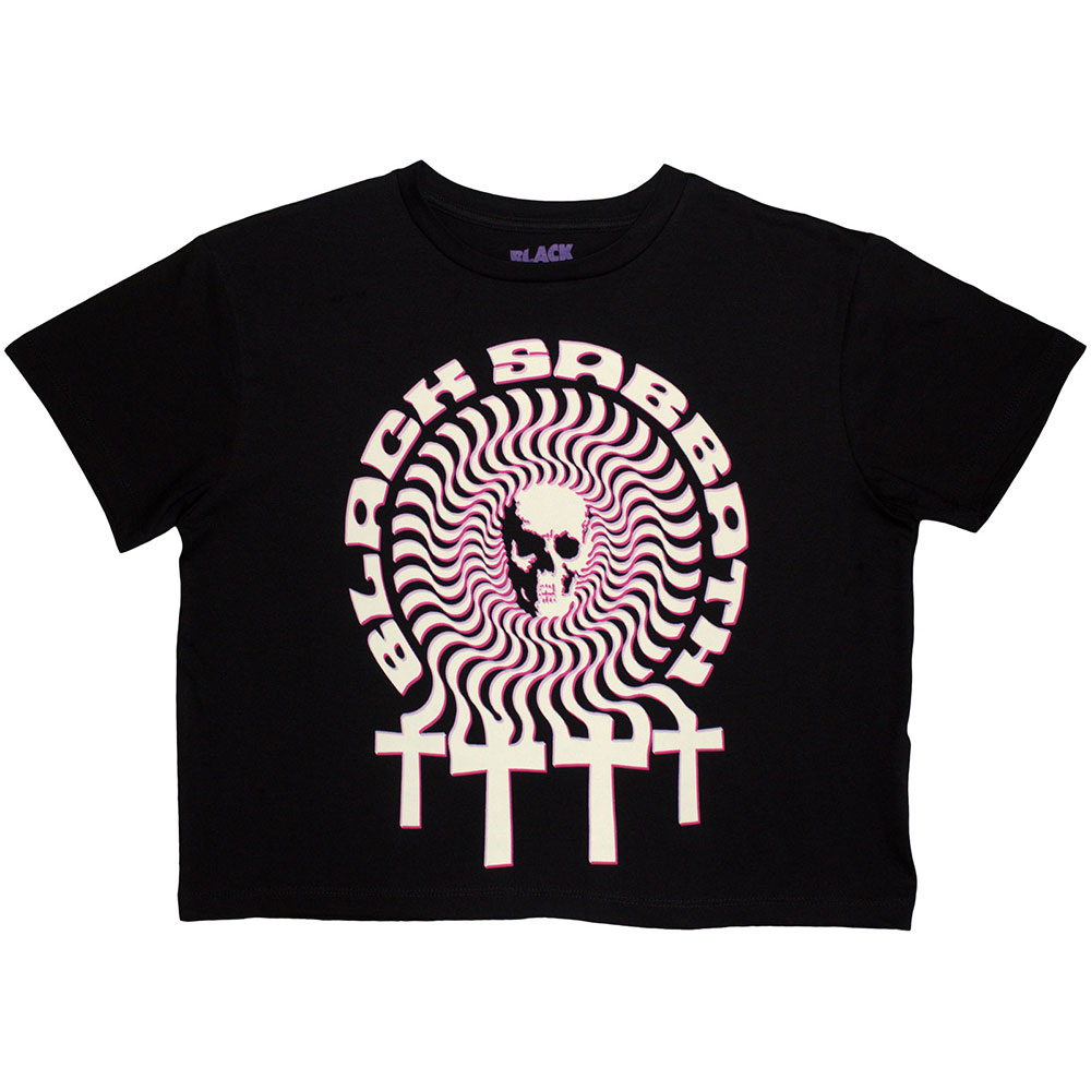 Black Sabbath Ladies Crop Top: Hypnotic Skull (Large)