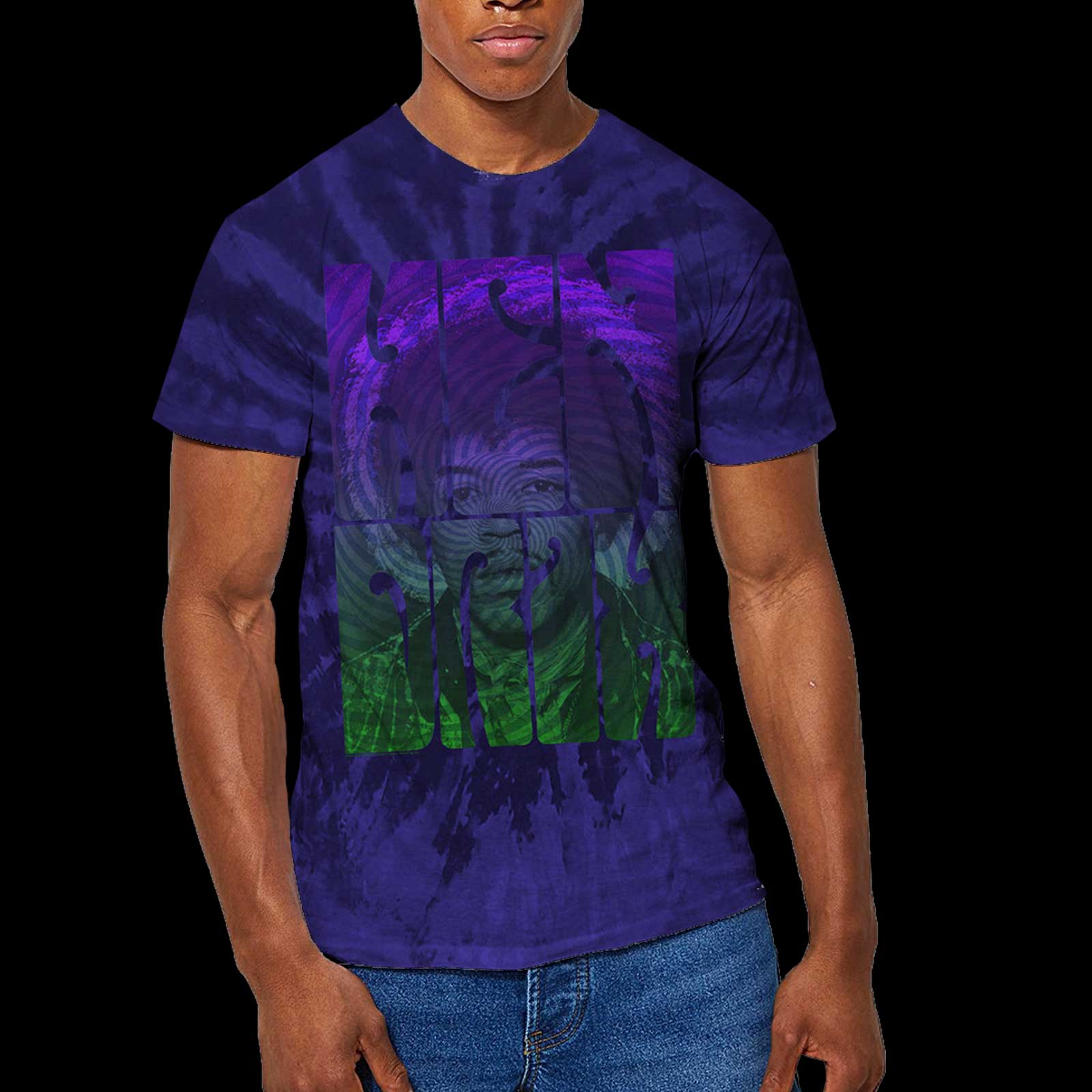 Jimi Hendrix Unisex T-Shirt: Swirly Text (Wash Collection) (Small)