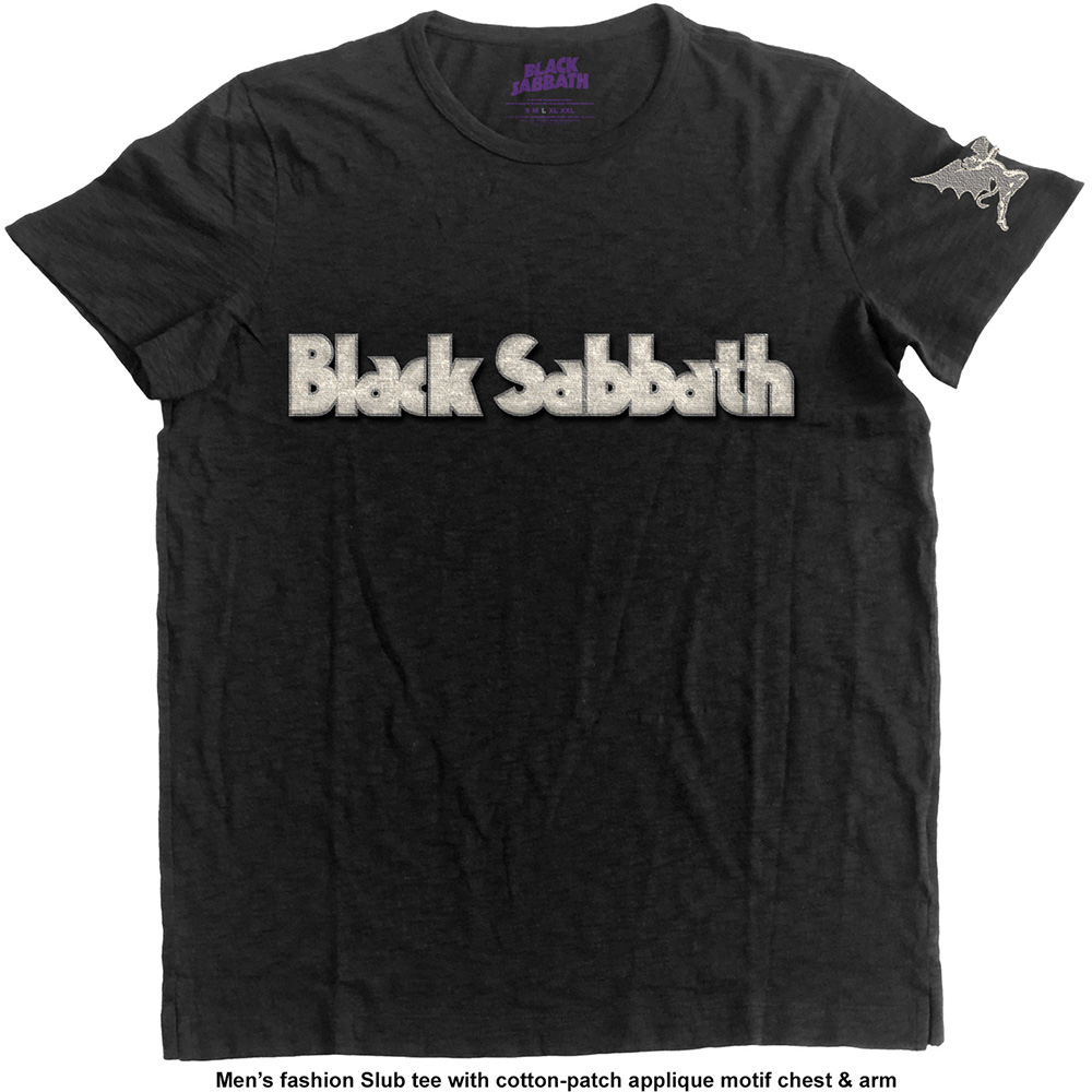 Black Sabbath Unisex Applique T-Shirt: Logo & Daemon (Small)