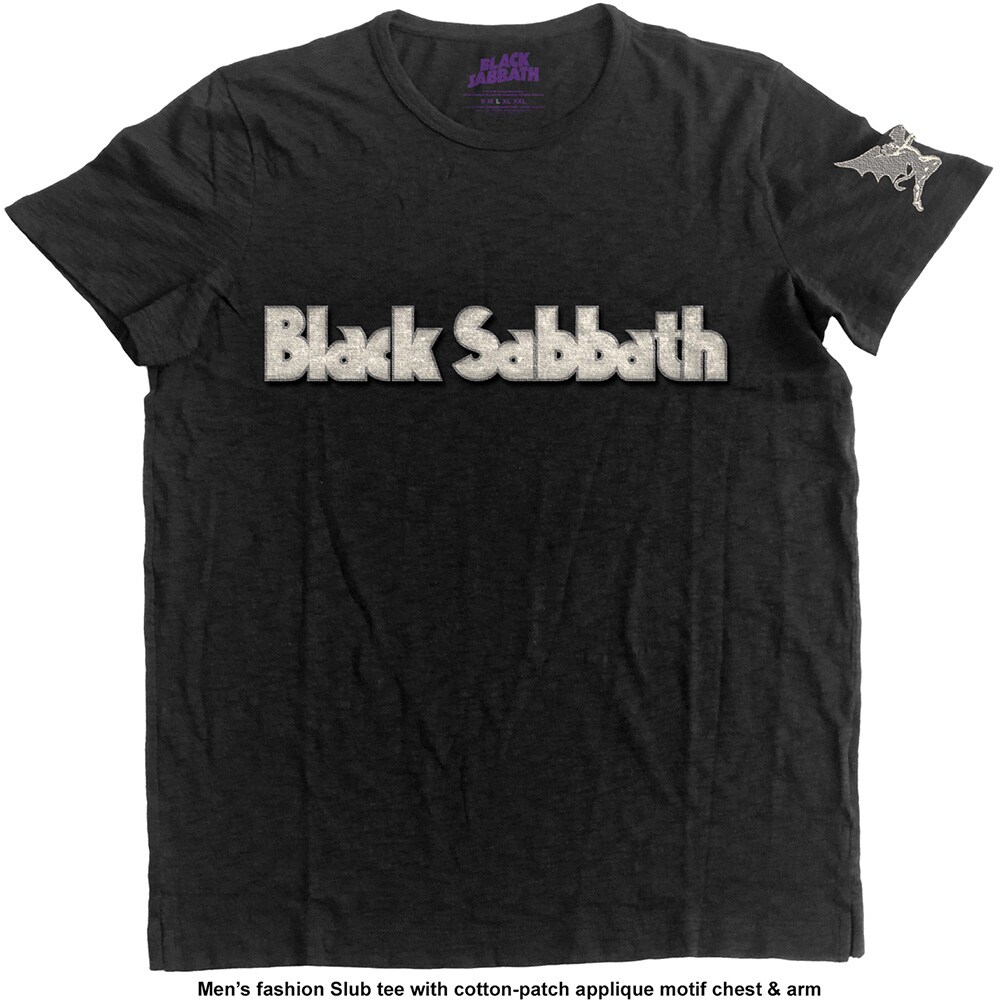 Black Sabbath Unisex Applique T-Shirt: Logo & Daemon (Small) - 2