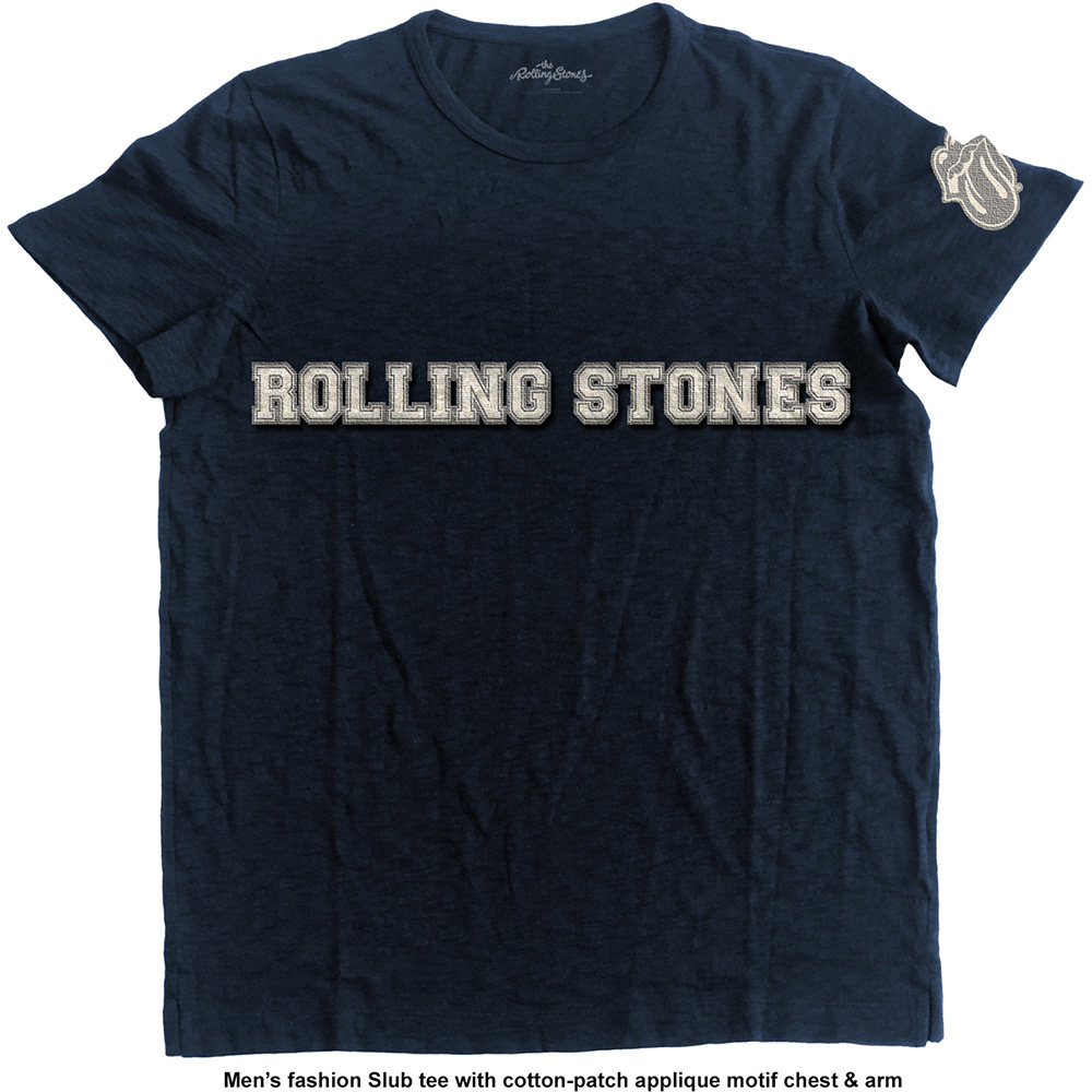 The Rolling Stones Unisex Applique T-Shirt: Logo & Tongue (Small)