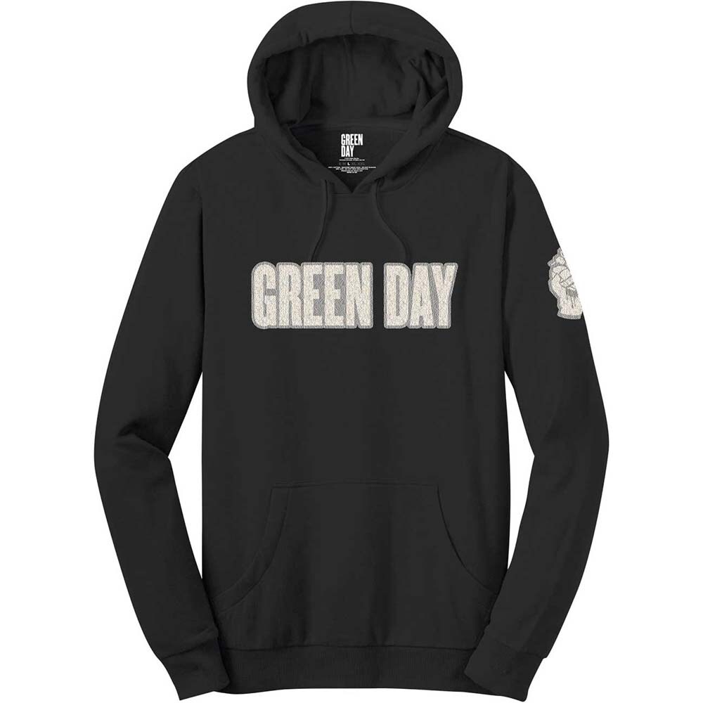 Green Day Unisex Pullover Hoodie: Logo & Grenade (Applique Motifs) (X-Large)