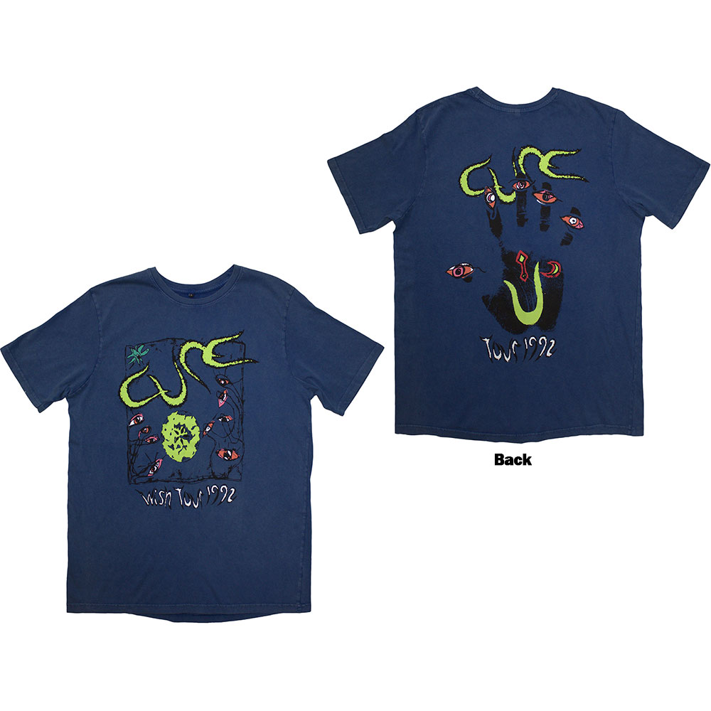 The Cure Unisex Stone Wash T-Shirt: Wish Tour '92 (Back Print) (X-Large)