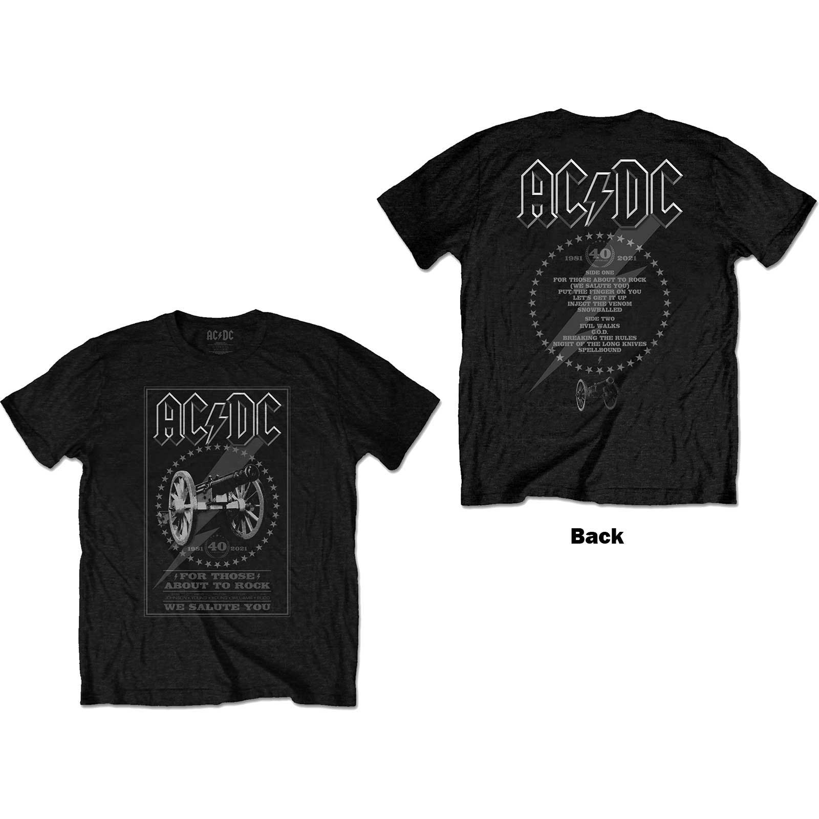 AC/DC Unisex T-Shirt: FTATR 40th Monochrome (Back Print) (Small)