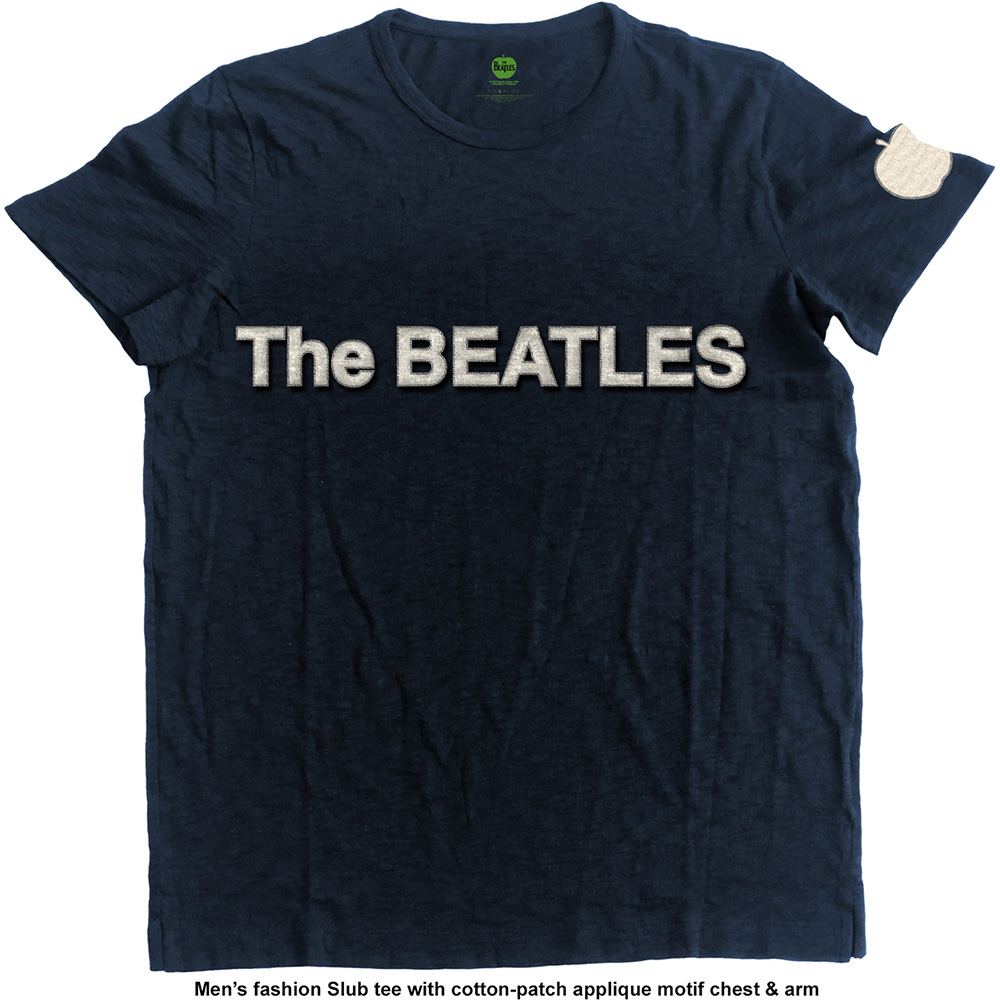 The Beatles Unisex Applique T-Shirt: Logo & Apple (Medium)