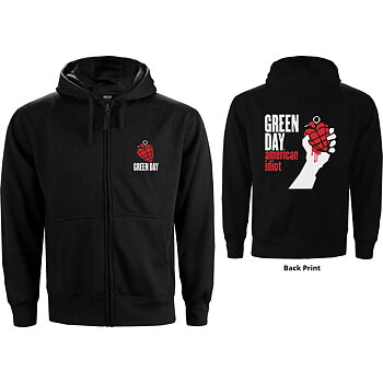 Green Day Ladies Zipped Hoodie: American Idiot (Back Print) (X-Large)