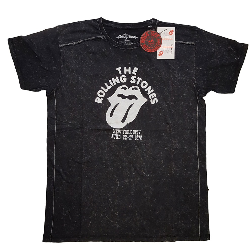 The Rolling Stones Unisex Snow Wash T-Shirt: NYC '75 (Medium)