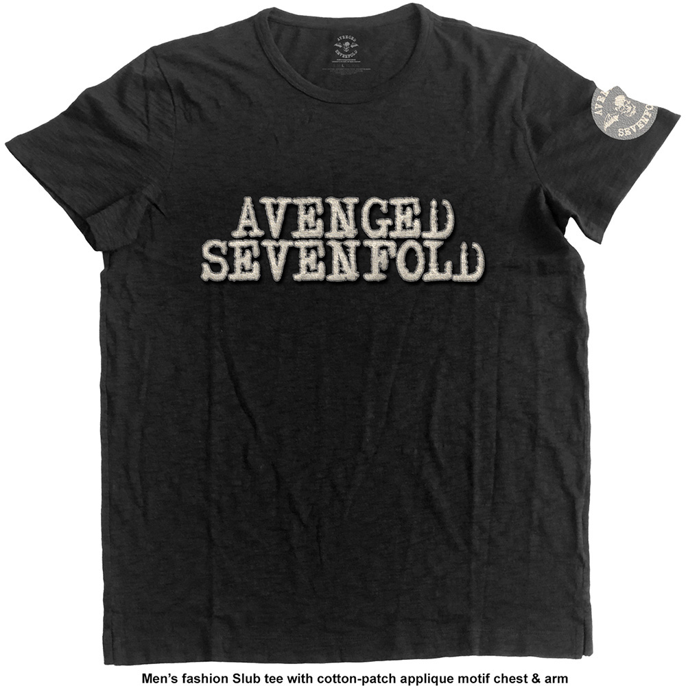 Avenged Sevenfold Unisex Applique T-Shirt: Logo & Death Bat (X-Large)