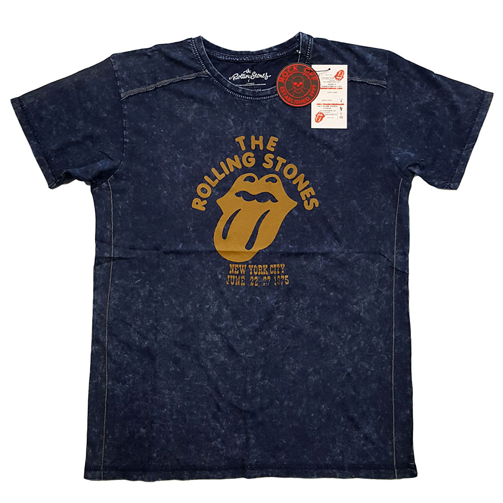 The Rolling Stones Unisex Snow Wash T-Shirt: NYC '75 (Small)