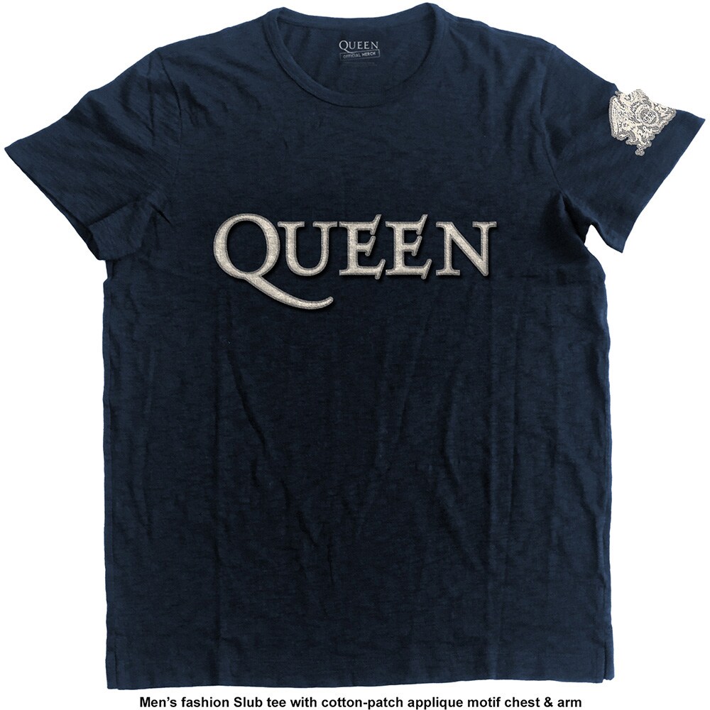 Queen Unisex Applique T-Shirt: Logo & Crest (X-Large) - 2