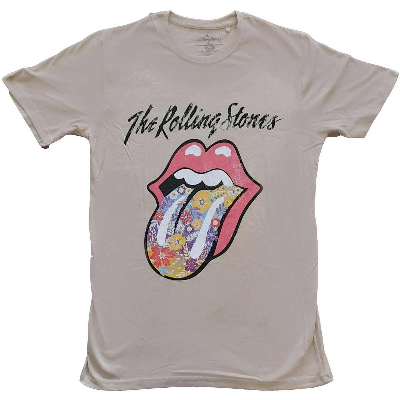 The Rolling Stones Unisex T-Shirt: Flowers Tongue (Small)