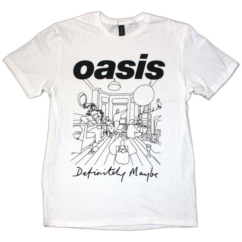 Oasis Unisex T-Shirt: Definitely Maybe Line Drawing (Medium)
