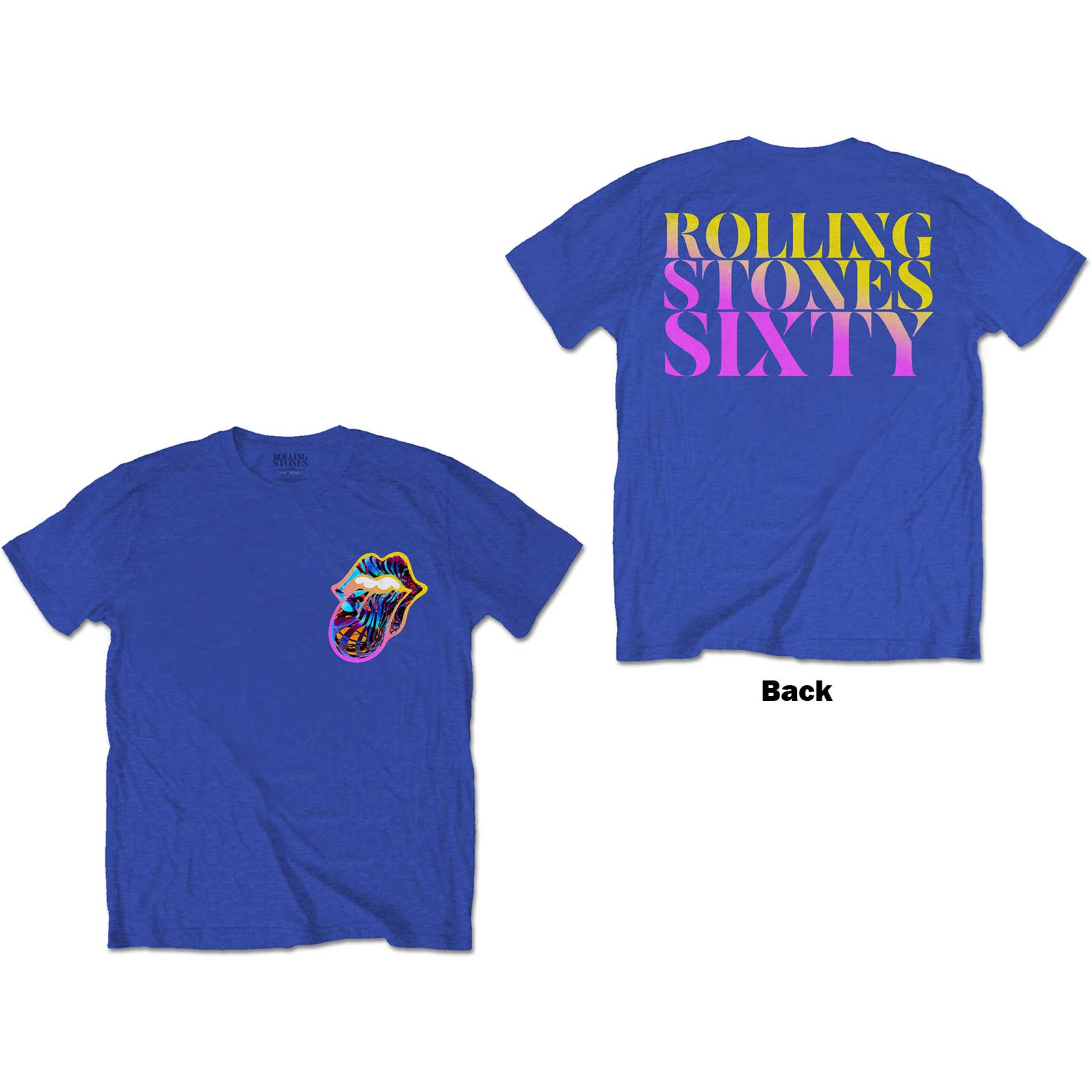 The Rolling Stones Unisex T-Shirt: Sixty Gradient Text (Back Print) (Small)