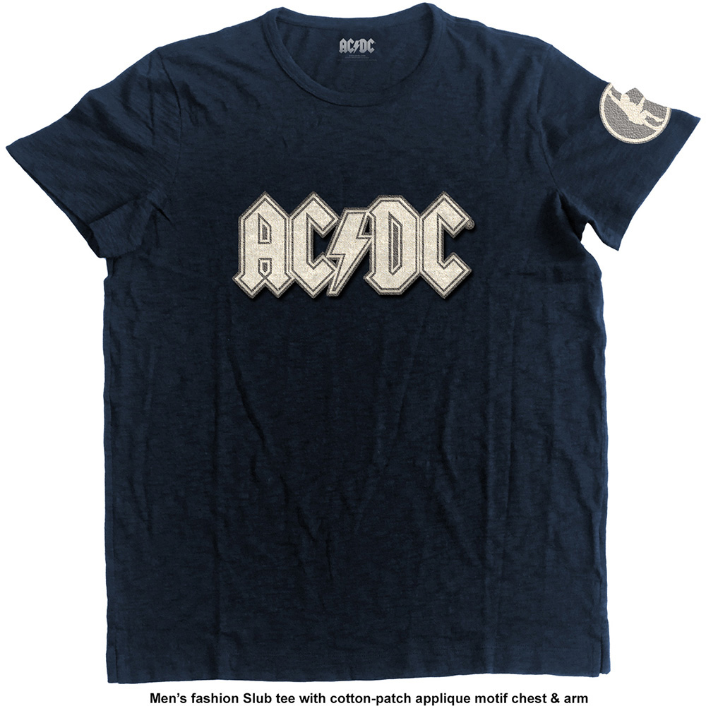 AC/DC Unisex Applique T-Shirt: Logo & Angus (X-Large)